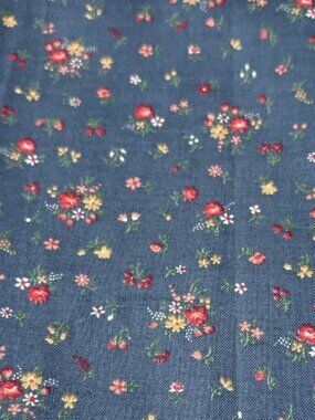 Floral Cotton Fabric 14x42" Sewing Crafts Quilting Blue Red Yellow Flowers